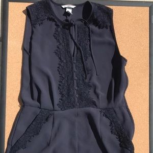 Navy Blue Lace Romper